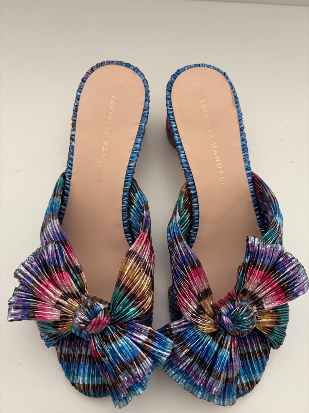 Loeffler Randall Multicolor Pleated Bow Emilia Sandals